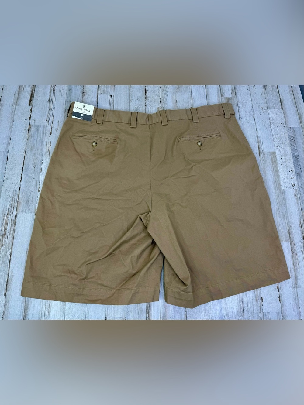 Oak Hill Shorts Mens 48 Khaki Stretch Chino Big & Tall Flat Front 10 Inseam NWT